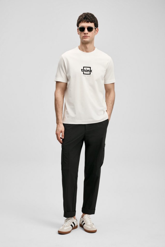 LUFİAN Thınk Modern Grafik Tişört 111020310 - KIR.BEYAZ
