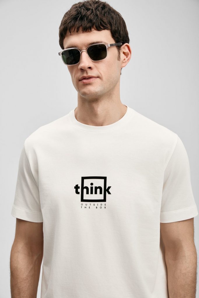 LUFİAN Thınk Modern Grafik Tişört 111020310 - KIR.BEYAZ