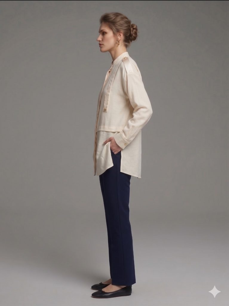 MASCARA Şerit Detaylı Düğmeli Gömlek  2134 - KREM