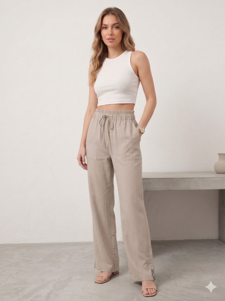 MASCARA Bel Lastikli Rahat Kesim Pantolon 31226B - TAŞ