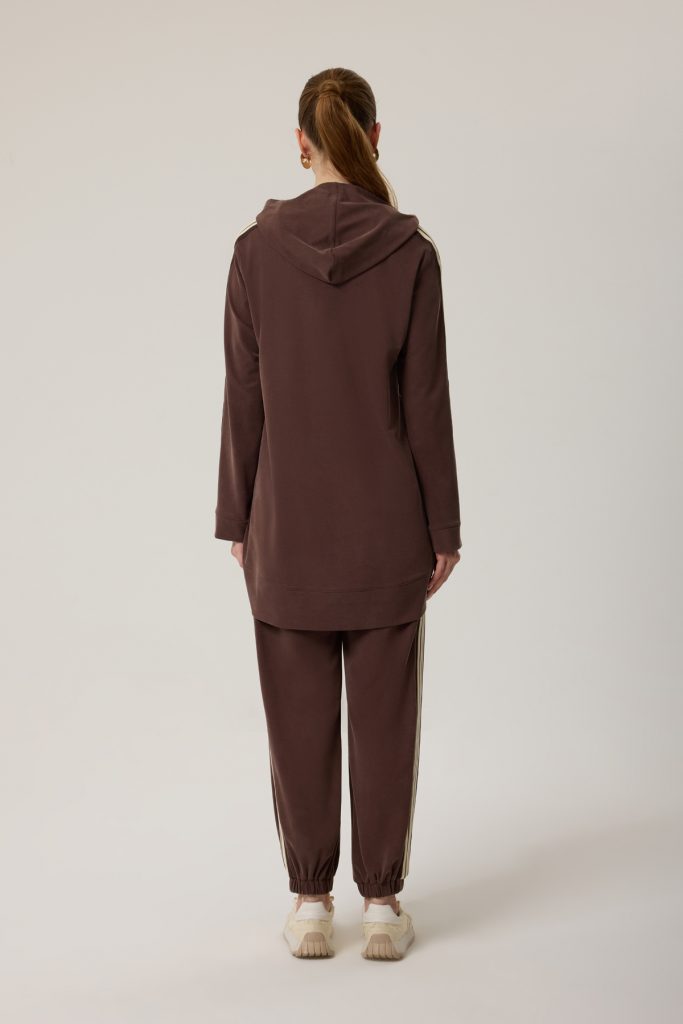 MASCARA Şerit Detaylı Kapuşonlu Tunik 215522 - kahve