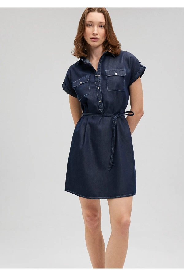 MAVİ Cep Detaylı Bağlamalı Elbise M130548-A3894