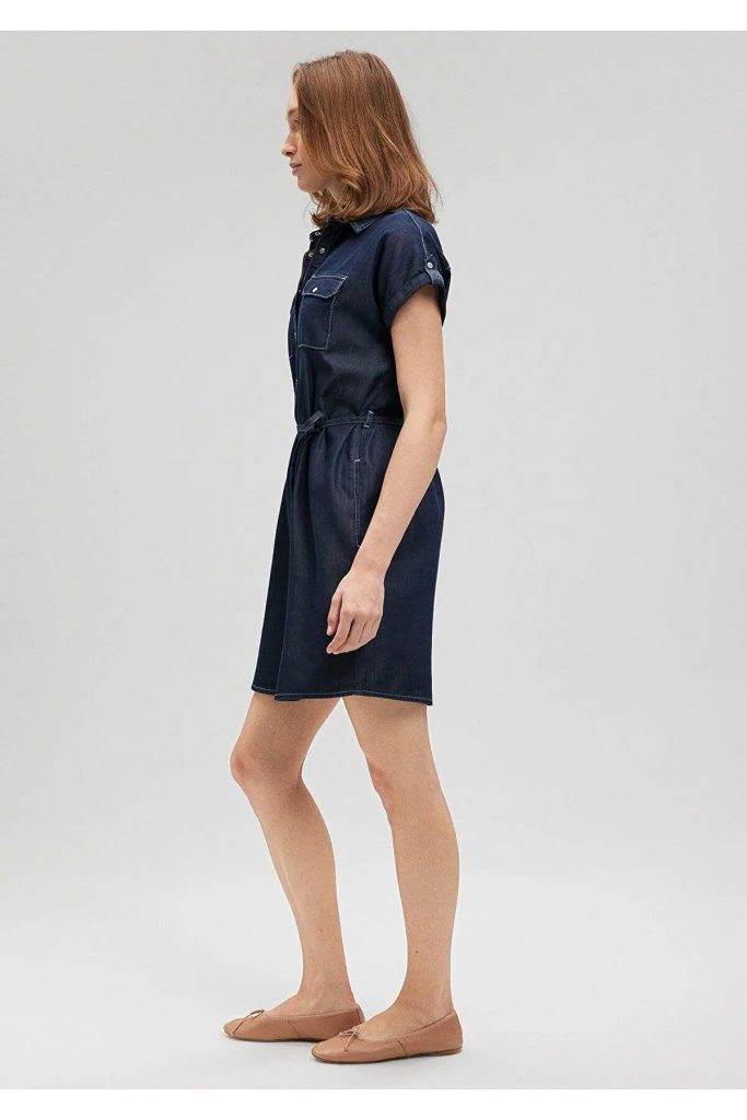 MAVİ Cep Detaylı Bağlamalı Elbise M130548-A3894 - Lacivert