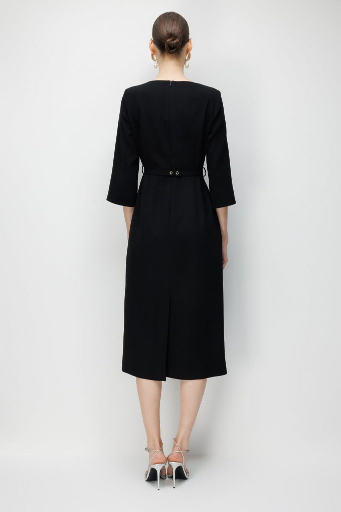 MODAİLGİ Kolları Yırtmaçlı İncili Aksesuarlı Beli Kemerli Elbise 60031