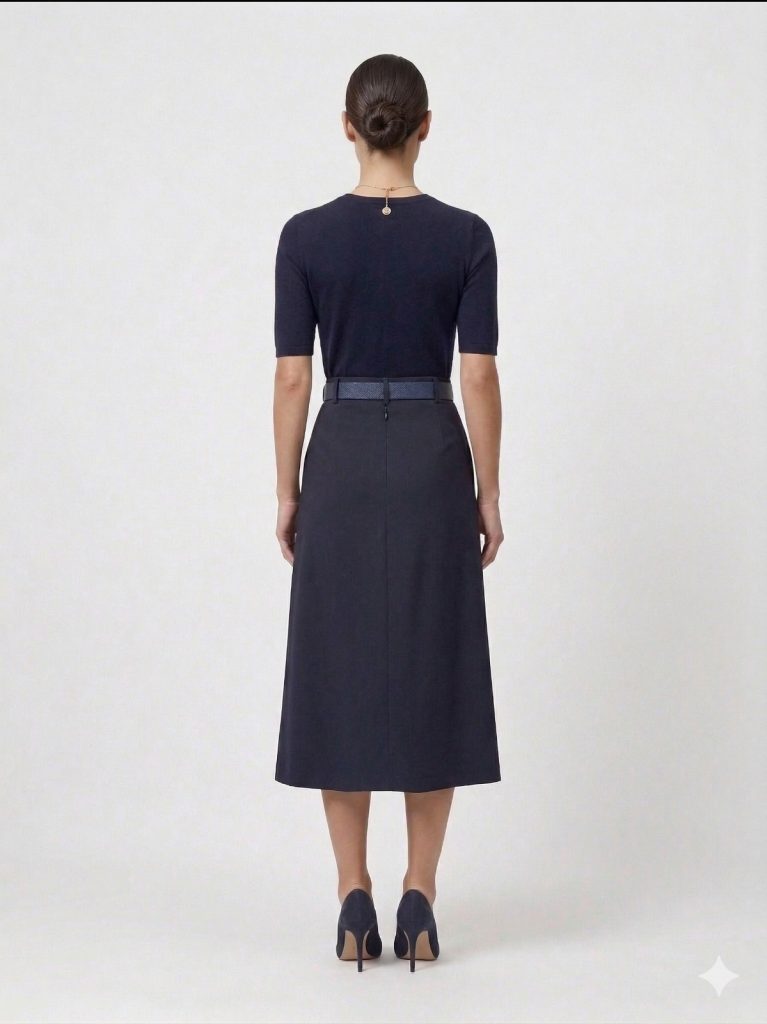 MODAİLGİ Midi Boy Kemerli Etek 30103 - Lacivert