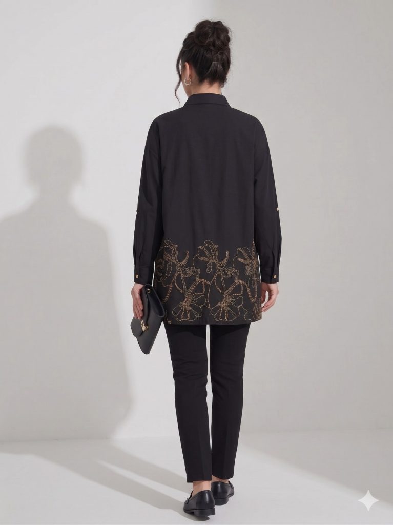 MODAİLGİ Boncuk İşlemeli Desenli Gömlek 10036