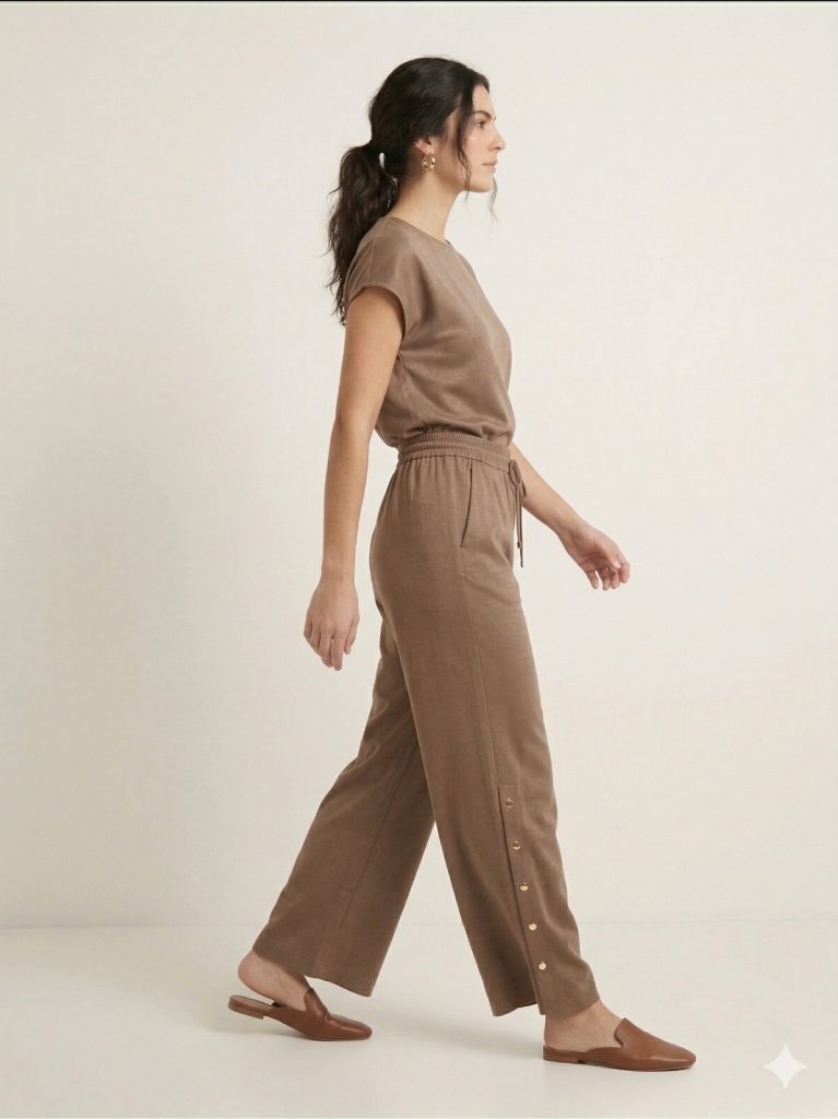 MODAİLGİ Yanları Çıtçıt Detaylı Pantolon 40125 - VİZON