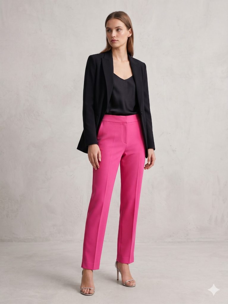 MODAİLGİ Yandan Cepli Düz Kesim Pantolon 4510 - pembe