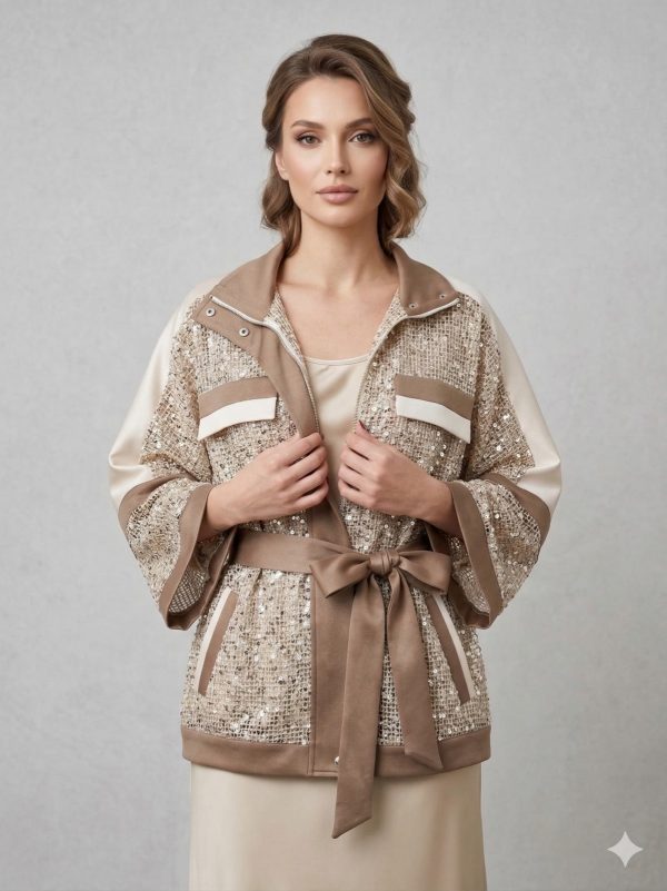 MODAİLGİ Pul Payetli Kemerli Ceket 15105