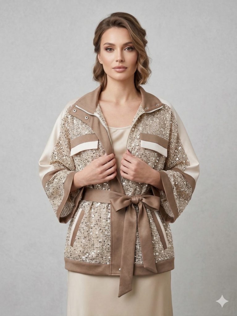 MODAİLGİ Pul Payetli Kemerli Ceket 15105