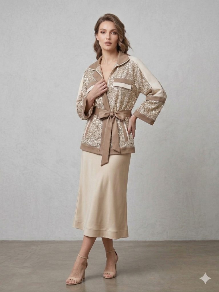 MODAİLGİ Pul Payetli Kemerli Ceket 15105