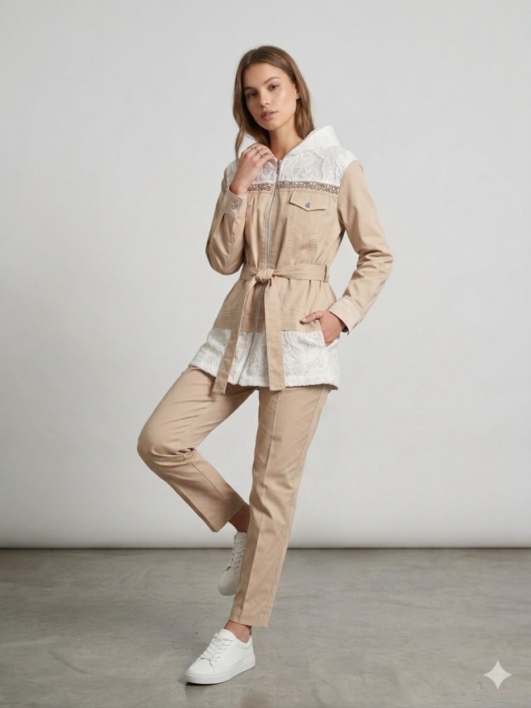 MY312 Taş Ve Dantel İşlemeli 2'Lİ TAKIM 1657 - BEJ