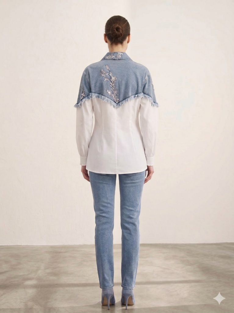 MY312 Nakış Detaylı Ceket 7736 - EKRU