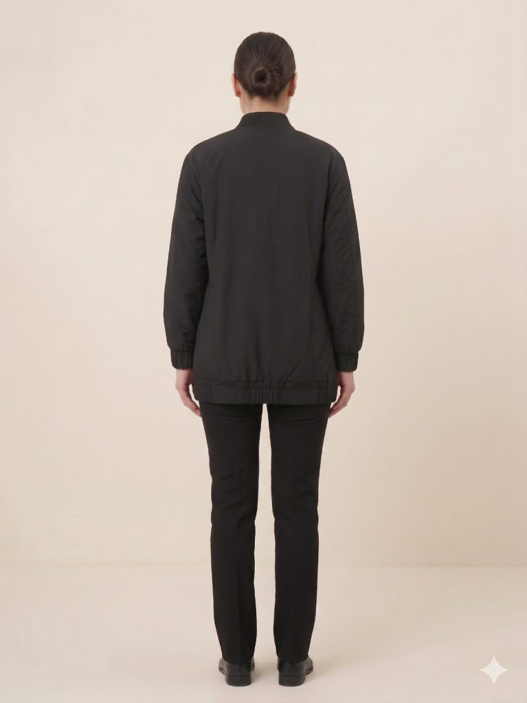 MY312 Desenli Beli Lastikli Ceket 7737 - Siyah