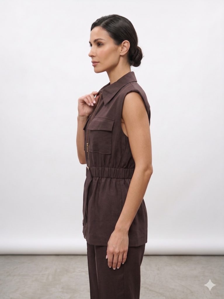 NAAR Bel Bağlama Detaylı Yelek  32718 - kahve