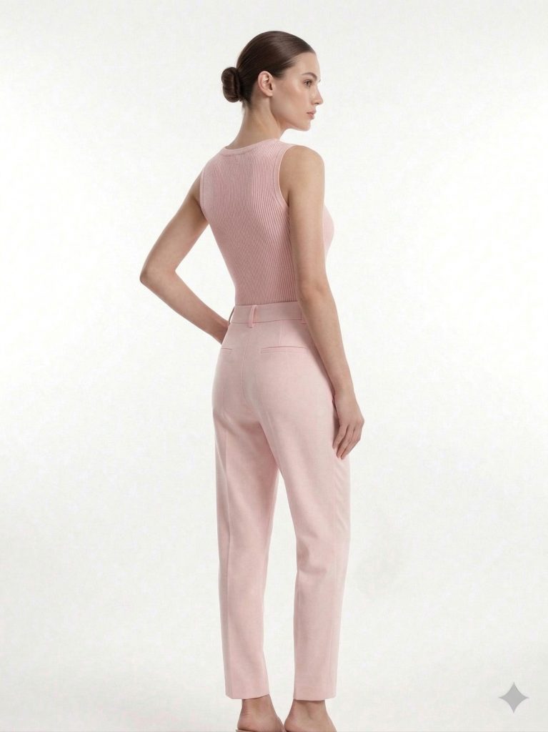 ON TRİKO Yakası Taş İşlemeli Sıfır Kol Bluz 70338 - PUDRA