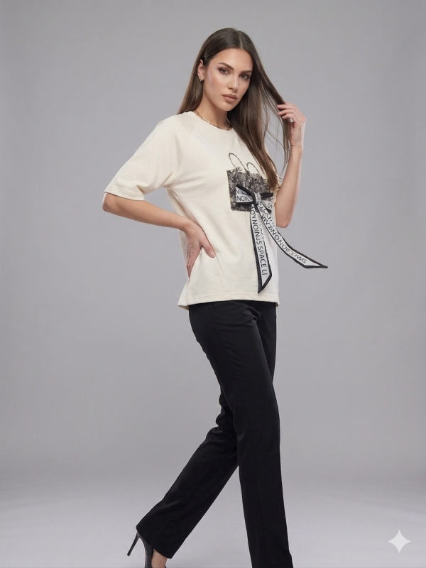 ON TRİKO Kurdele Detaylı Bluz 76330