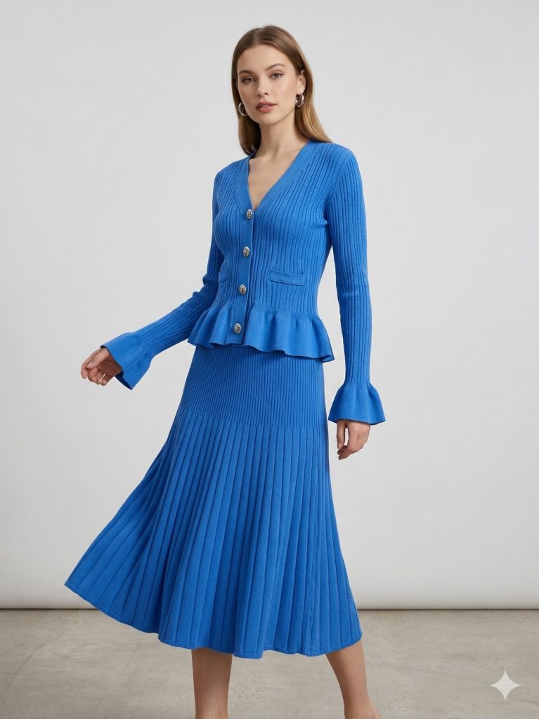 ON TRİKO Düğme Detaylı Vatkalı Hırka 79902 - MAVİ