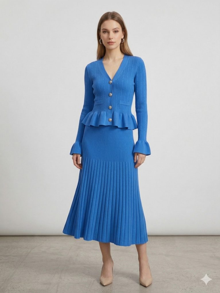 ON TRİKO Düğme Detaylı Vatkalı Hırka 79902 - MAVİ