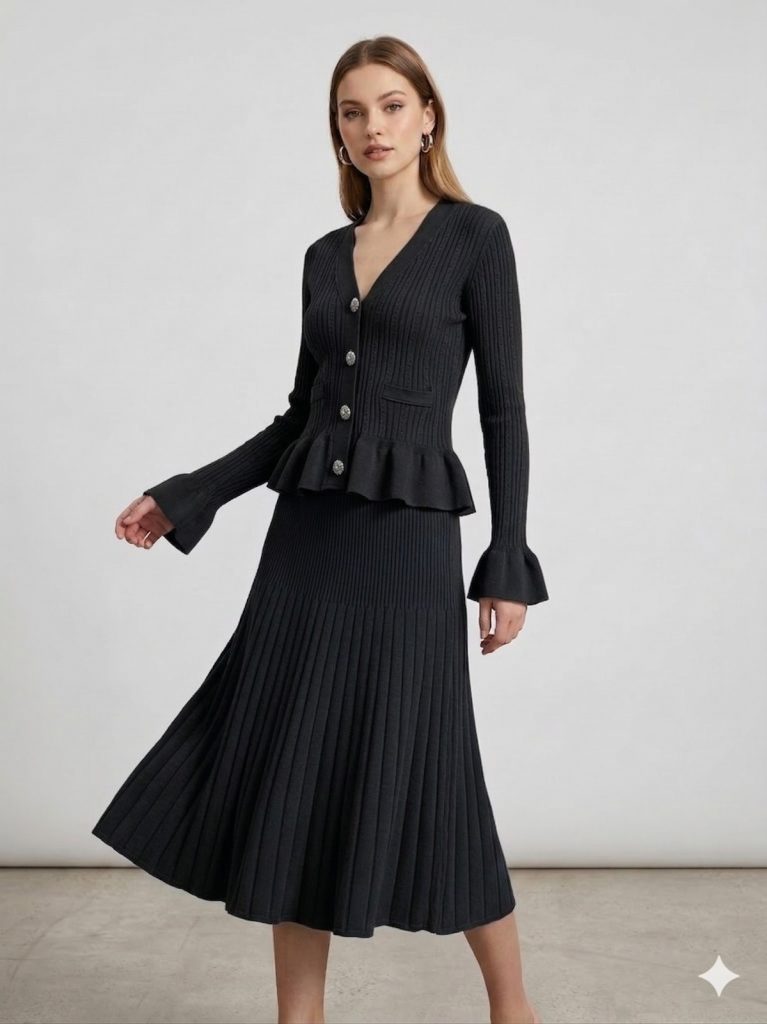 ON TRİKO Düğme Detaylı Vatkalı Hırka 79902 - Siyah