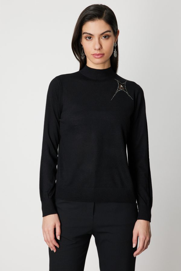 ON TRİKO Omzu Taş Detaylı Triko Kazak 60453