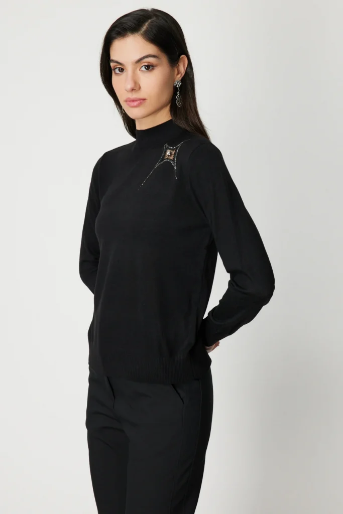 ON TRİKO Omzu Taş Detaylı Triko Kazak 60453