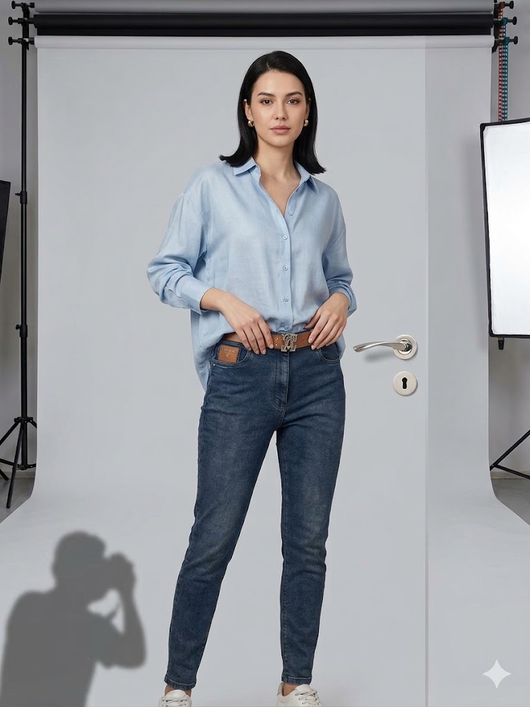 ŞANLI Kemerli Pantolon 7824 - MAVİ