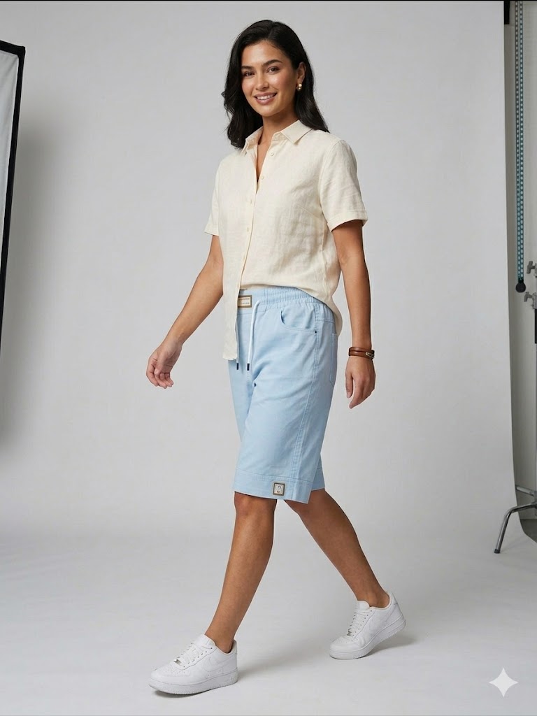 ŞANLI Beli Lastikli Şort 4769 - MAVİ