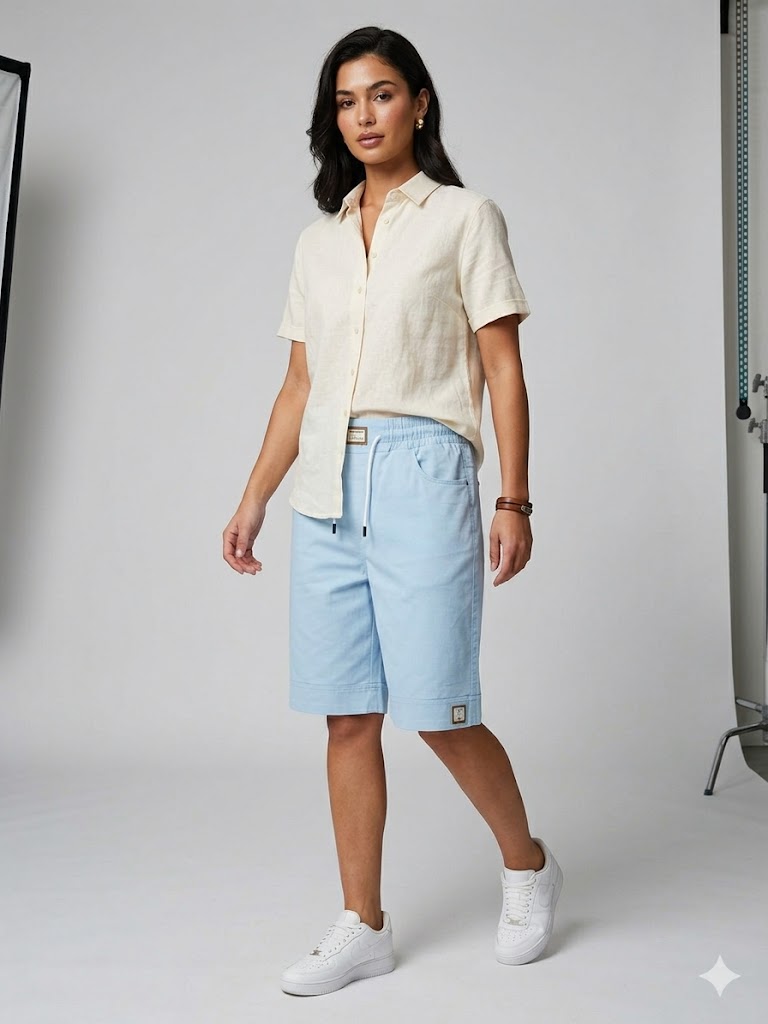 ŞANLI Beli Lastikli Şort 4769 - MAVİ