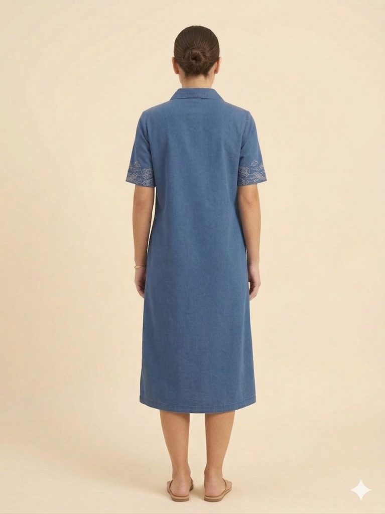 SEDNA Kolları İşlemeli Önü Fermuarlı Elbise 7811