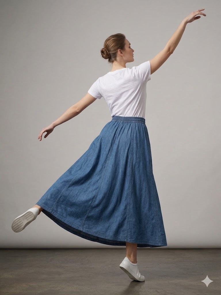 SEDNA Beli Lastikli Mevlana Etek 7403 - Lacivert