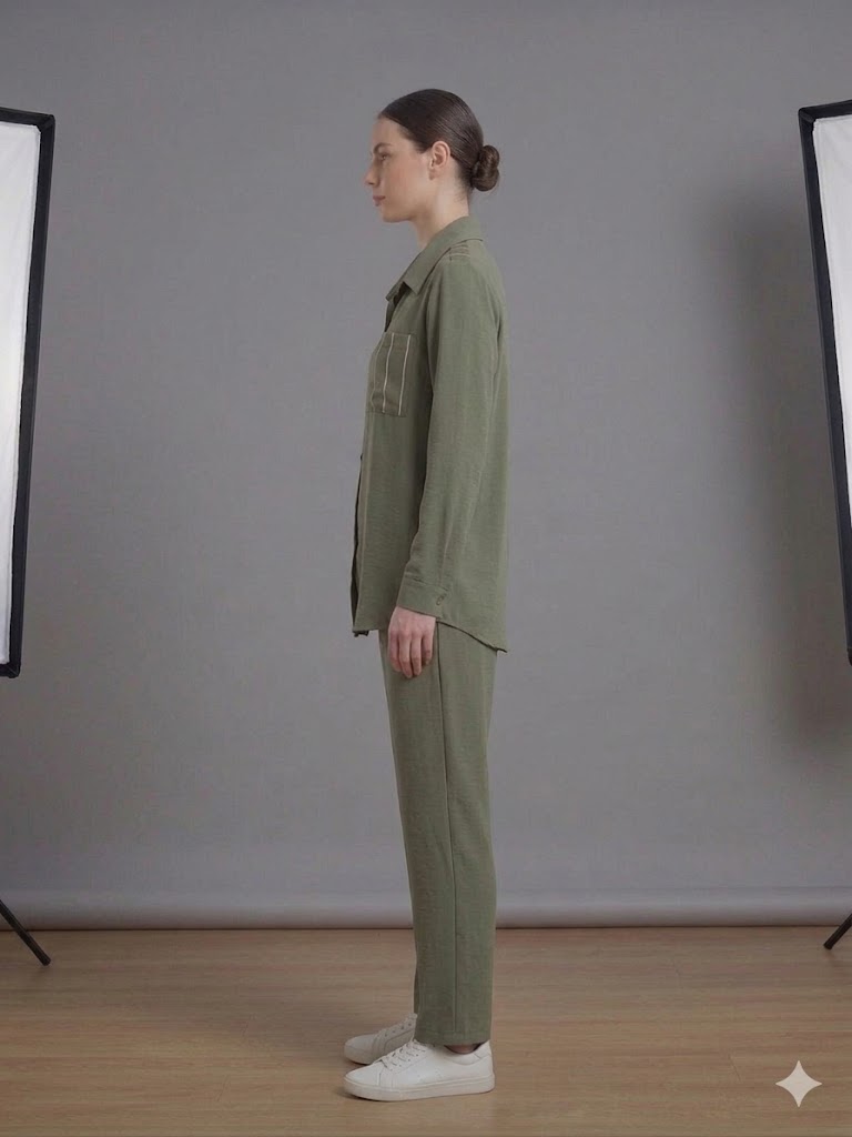 SEDNA Çizgi Detaylı Kol Katlamalı Gömlek 7005