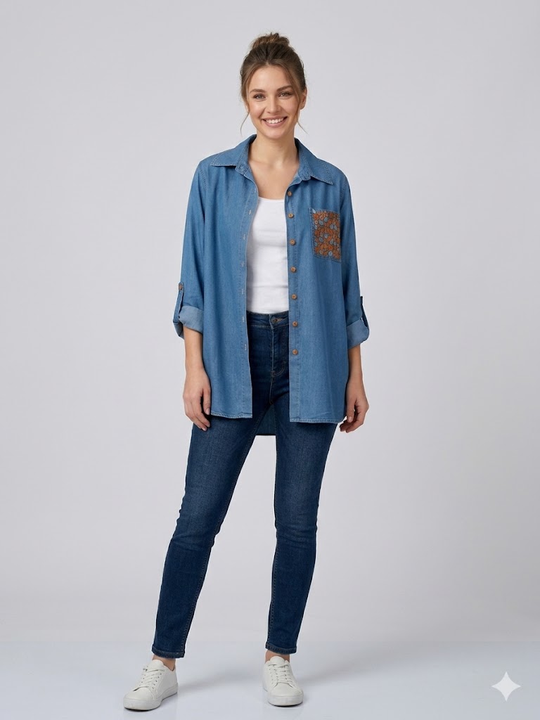 SEDNA Cep Detaylı Tunik 7015 - MAVİ