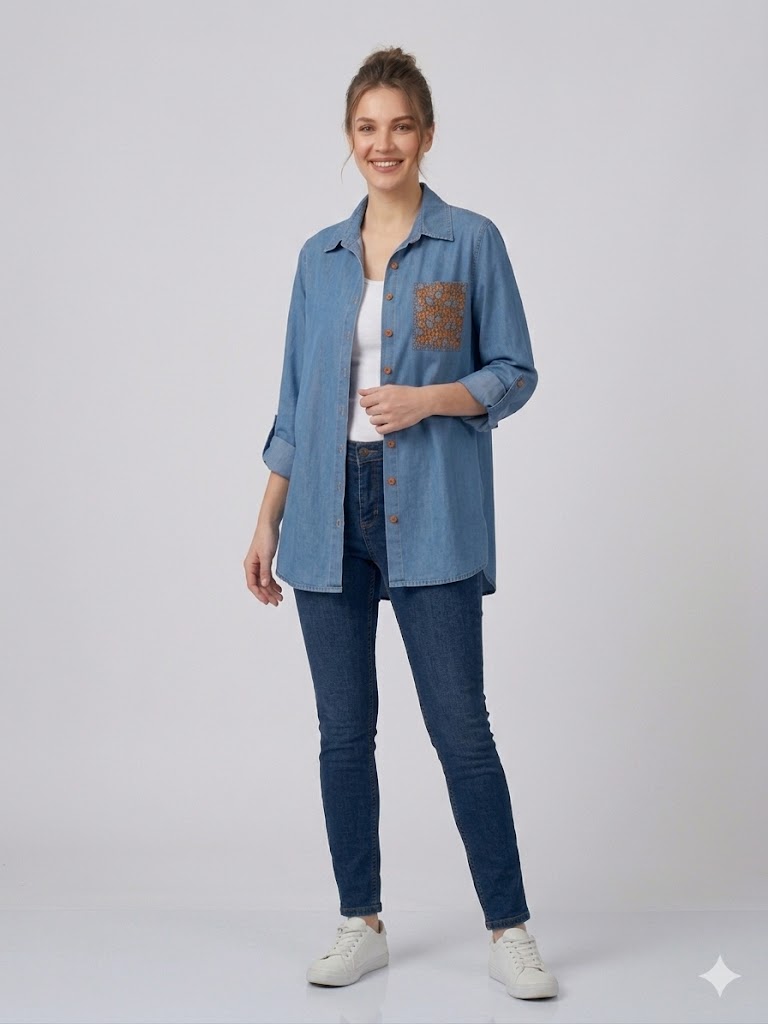 SEDNA Cep Detaylı Tunik 7015 - MAVİ