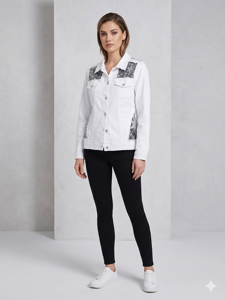 SELESTE Şifon İşlemeli Ceket 24YC04 - Beyaz