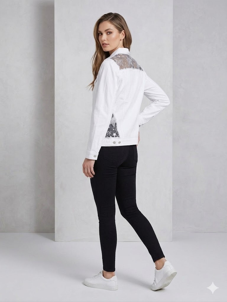SELESTE Şifon İşlemeli Ceket 24YC04 - Beyaz