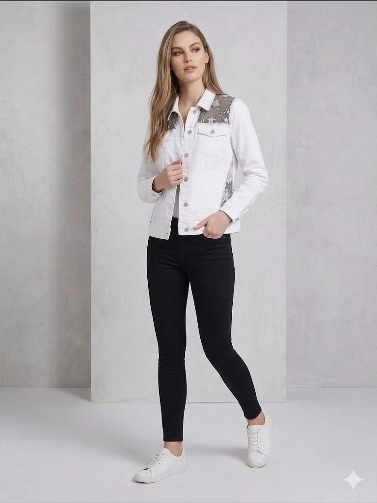 SELESTE Şifon İşlemeli Ceket 24YC04 - Beyaz