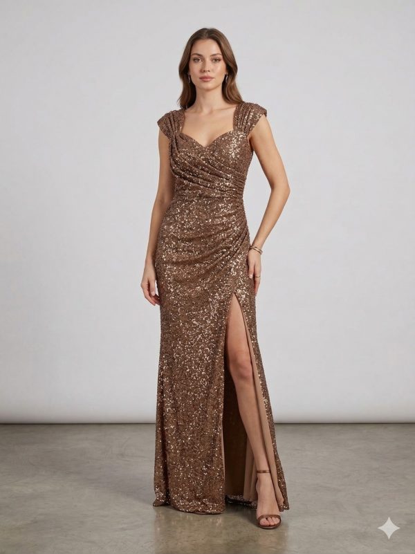 ŞEREF VURAL Tamamı İşlemeli Abiye Elbise 8393