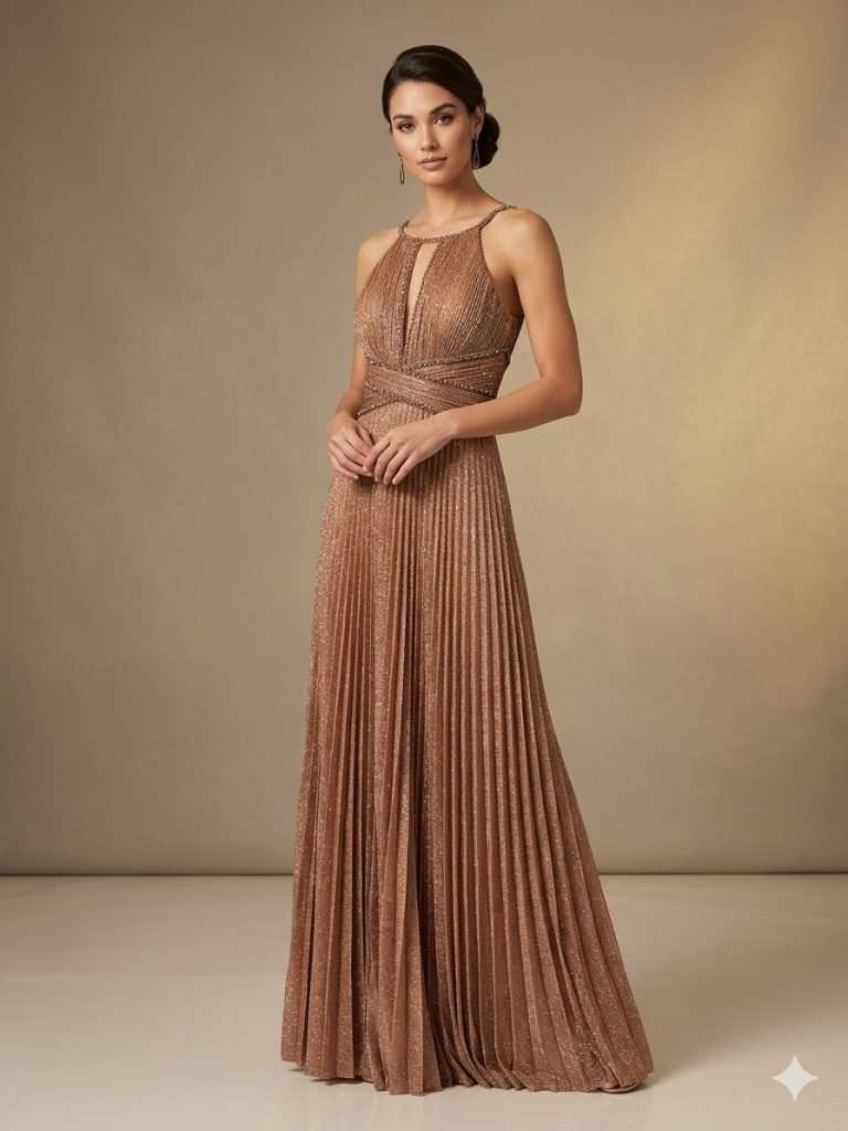 Centilmen Sırt Dekolte Taş İşlemeli Abiye Elbise  1048