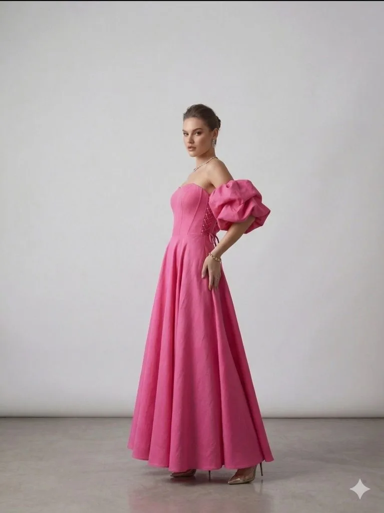 SO LADY Straplez Abiye Elbise  2042 - pembe