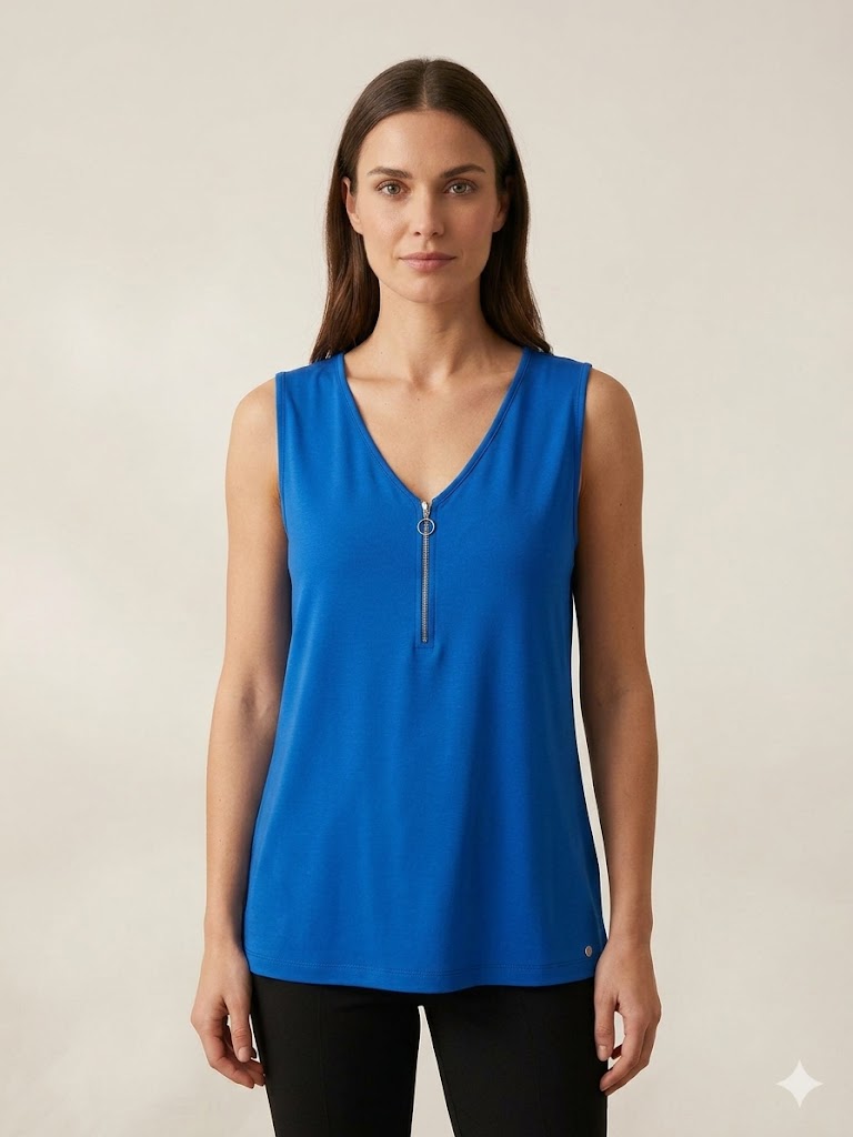 TOLGA SARAÇOĞLU Fermuar Detaylı Bluz 10853 - MAVİ