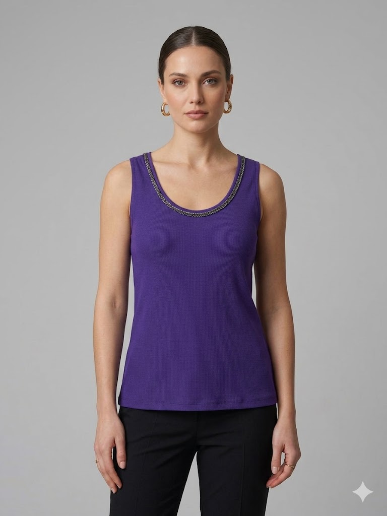 TOLGA SARAÇOĞLU Boncuk İşlemeli Bluz 10952 - Mor