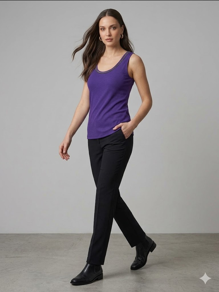 TOLGA SARAÇOĞLU Boncuk İşlemeli Bluz 10952 - Mor