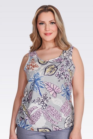 TOLGA SARAÇOĞLU Desenli Örme Bluz 10988 - GRİ