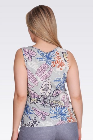 TOLGA SARAÇOĞLU Desenli Örme Bluz 10988 - GRİ