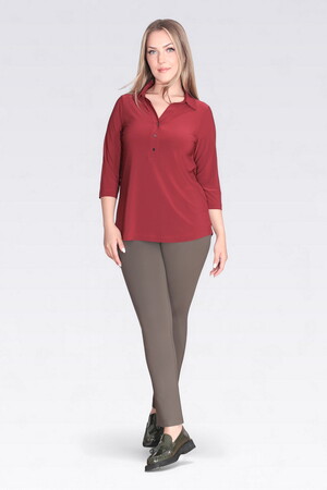 TOLGA SARAÇOĞLU Polo Yaka Truvakar Kol Örme Bluz 10692 - bordo