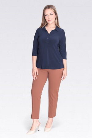 TOLGA SARAÇOĞLU Polo Yaka Truvakar Kol Örme Bluz 10692 - Lacivert