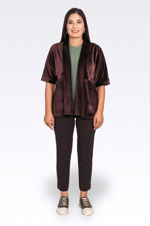 TOLGA SARAÇOĞLU Bisiklet Yaka Kısa Kol Şık Kumaş Örme Bluz 10693 - YEŞİL