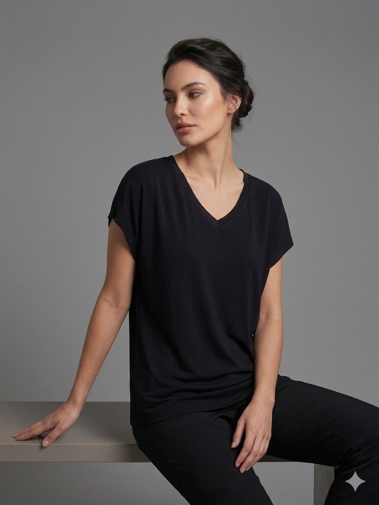 TOLGA SARAÇOĞLU Kısa Kol Bluz 10915 - Siyah