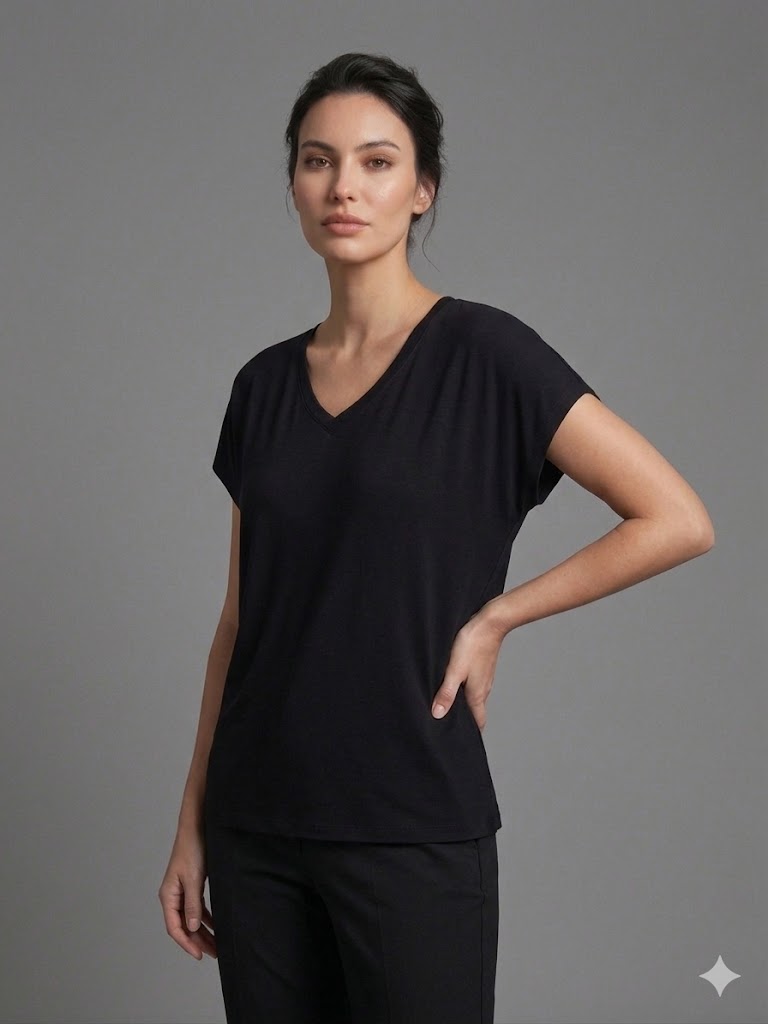 TOLGA SARAÇOĞLU Kısa Kol Bluz 10915 - Siyah